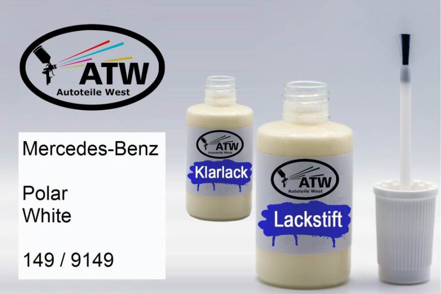 Mercedes-Benz, Polar White, 149 / 9149: 20ml Lackstift + 20ml Klarlack - Set, von ATW Autoteile West.